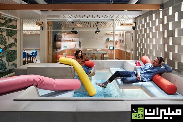 استفاده هوشمندانه از رنگ در طراحی دفتر ایربیانبی